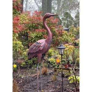 Outdoor Garden Crane Statues and Sculptures Metal Yard Art Statue